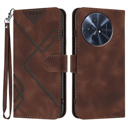 TCL 50 XL 5G Line Pattern Skin Feel Leather Phone Case - Coffee