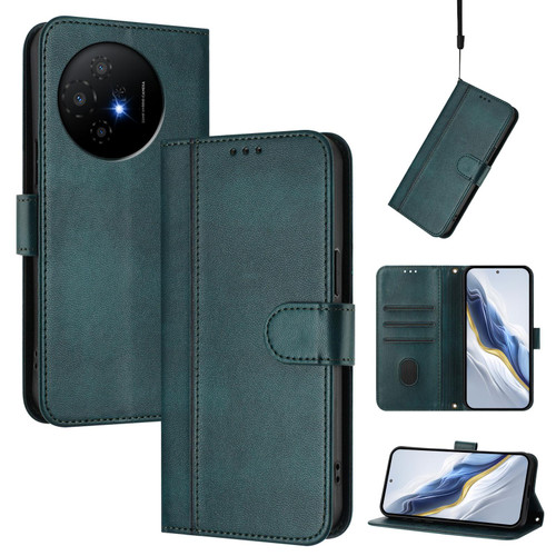 TCL 50 XL 5G Line Splicing Buckle Retro Leather Phone Case - Dark Green