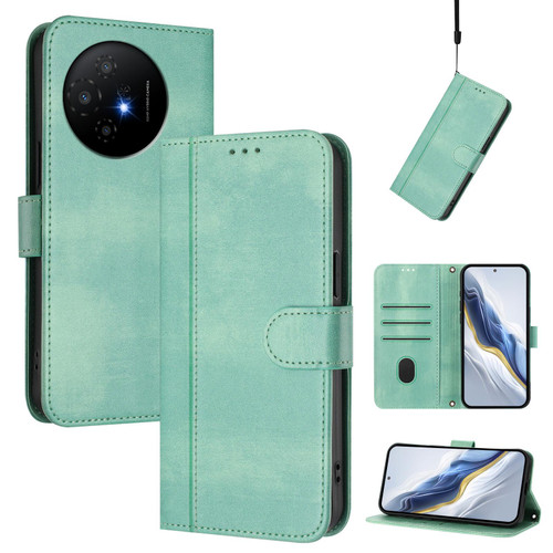 TCL 50 XL 5G Line Splicing Buckle Retro Leather Phone Case - Mint Green