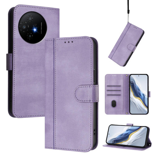 TCL 50 XL 5G Line Splicing Buckle Retro Leather Phone Case - Purple