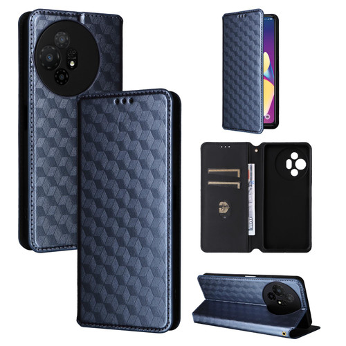 TCL 50 XL 5G Cubic Grid Texture Flip Leather Phone Case - Blue