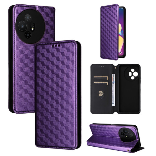TCL 50 XL 5G Cubic Grid Texture Flip Leather Phone Case - Purple