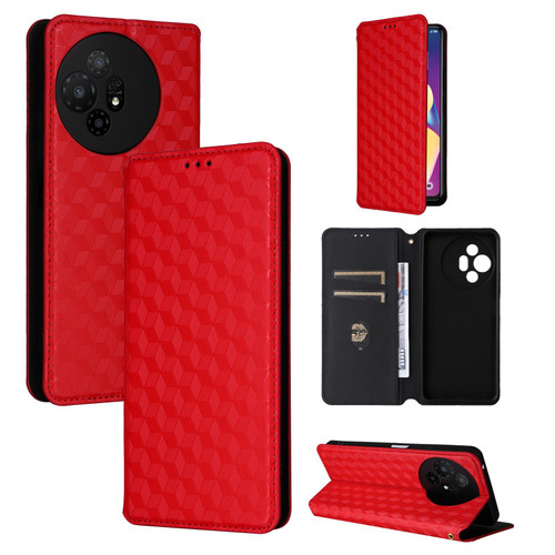 TCL 50 XL 5G Cubic Grid Texture Flip Leather Phone Case - Red