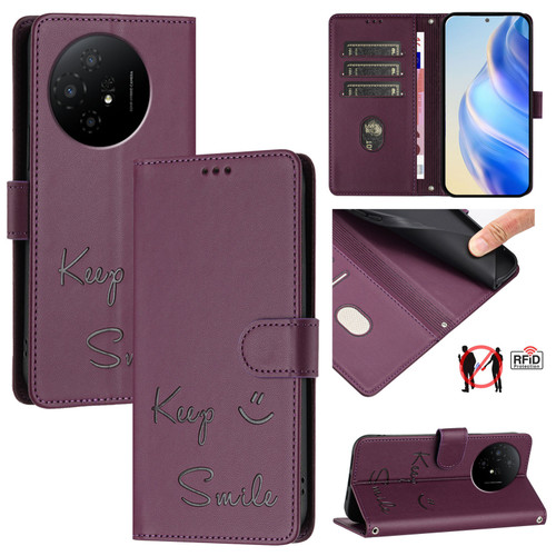 TCL 50 XL 5G Smile Embossing RFID Leather Phone Case - Violet