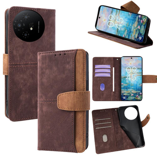TCL 50 XL 5G Color Stitching Skin Feel Leather RFID Blocking Phone Case - Brown