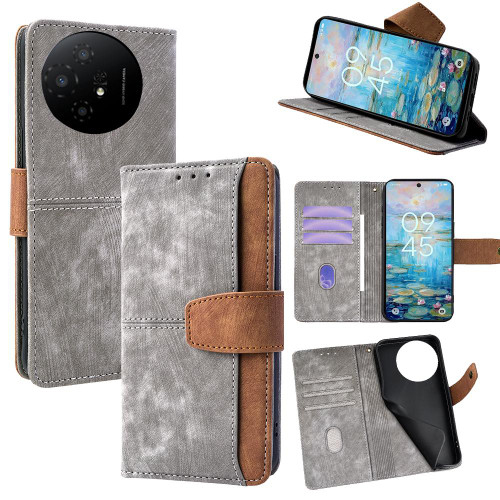 TCL 50 XL 5G Color Stitching Skin Feel Leather RFID Blocking Phone Case - Grey