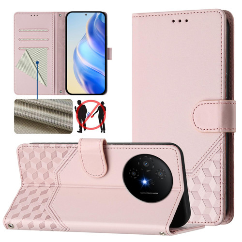 TCL 50 XL 5G Honeycomb Embossing RFID Leather Phone Case - Pink