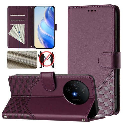 TCL 50 XL 5G Honeycomb Embossing RFID Leather Phone Case - Violet