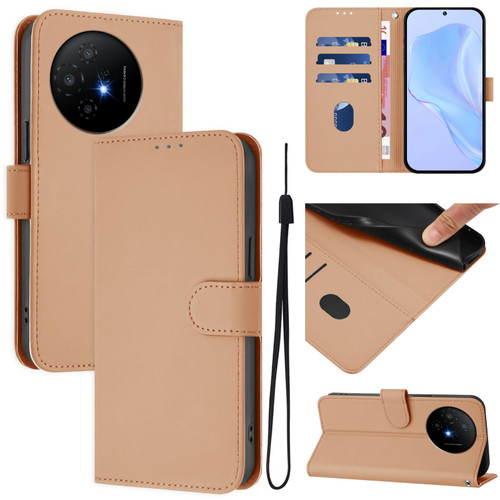 TCL 50 XL 5G Skin Feel Solid Color Leather Phone Case with Lanyard - Nude