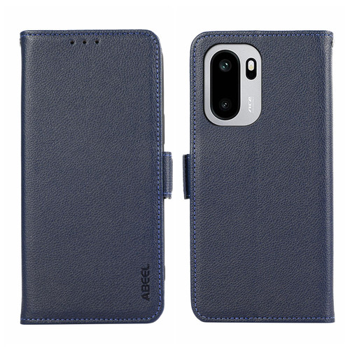 OnePlus 15R ABEEL Side-Magnetic Litchi Pattern Leather RFID Phone Case - Blue