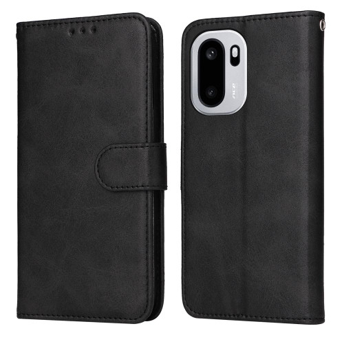 OnePlus 15R Classic Calf Texture Flip Leather Phone Case - Black