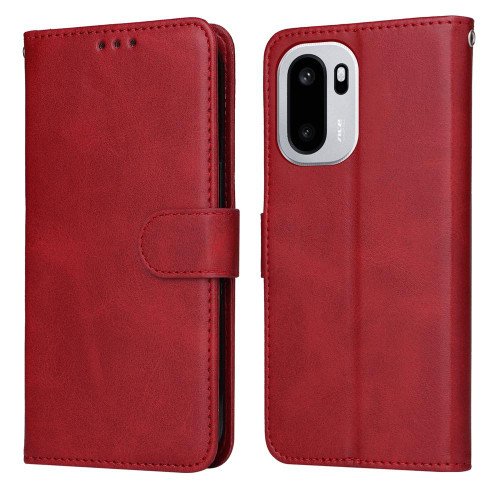 OnePlus 15R Classic Calf Texture Flip Leather Phone Case - Red