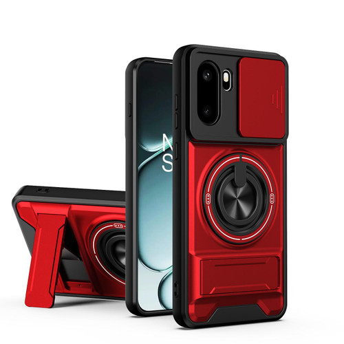 OnePlus 15R Lens Sliding Window Multifunctional Magnetic Shockproof Phone Case - Red