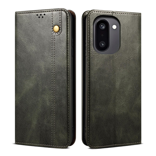 OnePlus 15R Oil Wax Crazy Horse Texture Leather Phone Case - Green