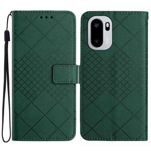 OnePlus 15R Rhombic Grid Texture Leather Phone Case - Green