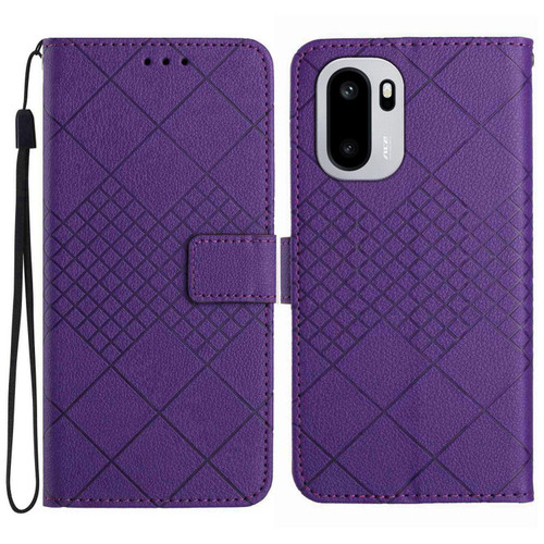 OnePlus 15R Rhombic Grid Texture Leather Phone Case - Purple