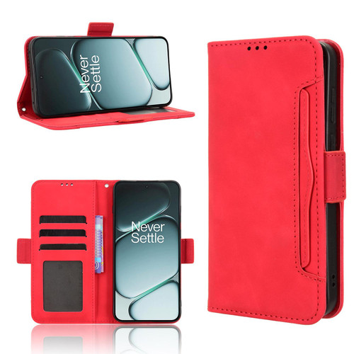OnePlus 15R Skin Feel Calf Texture Card Slots Leather Phone Case - Red
