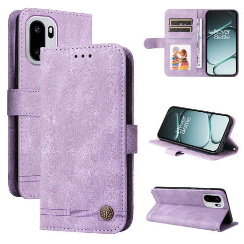 OnePlus 15R Skin Feel Life Tree Metal Button Leather Phone Case - Purple