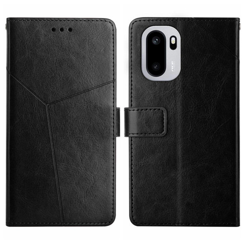 OnePlus 15R Y-shaped Pattern Flip Leather Phone Case - Black
