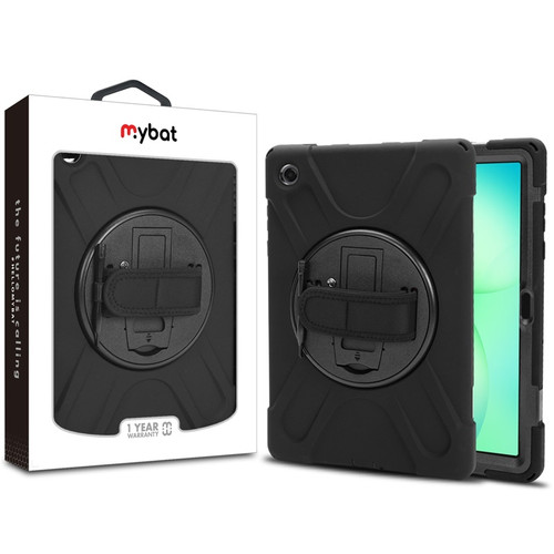 MyBat Rotatable Stand Protector Case (with Wristband) for Samsung Galaxy Tab A11+ 5G - Black / Black
