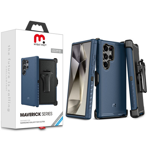 MyBat Pro Maverick Series Case w / Holster for Samsung Galaxy S24 Ultra - Blue