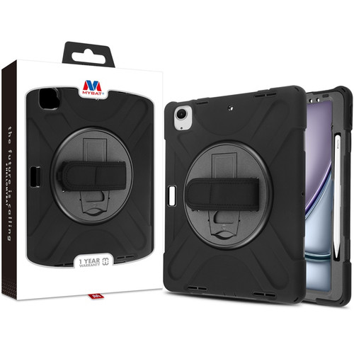 MyBat Rotatable Stand Protector Cover (with Wristband) for Apple iPad Air 13 (2024) / iPad Air 13 (2025) - Black / Black