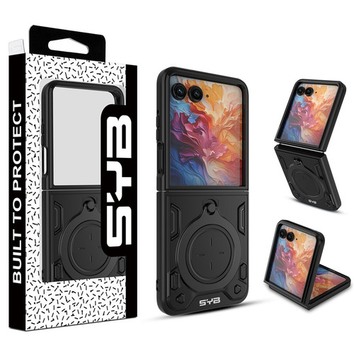 SYB Anti-Drop Hybrid Protector Case (with Ring Stand) for Motorola razr plus (2024) / razr Plus (2025) - Black