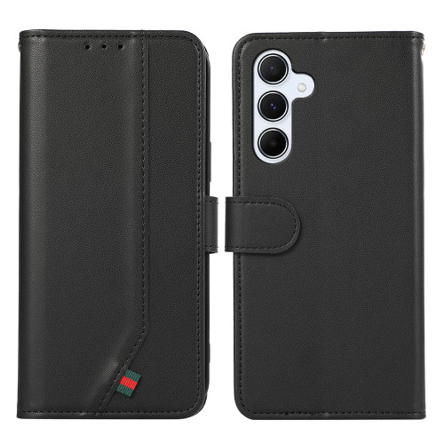 Samsung Galaxy A17 5G ABEEL Delicate Texture Splicing RFID Leather Phone Case - Black