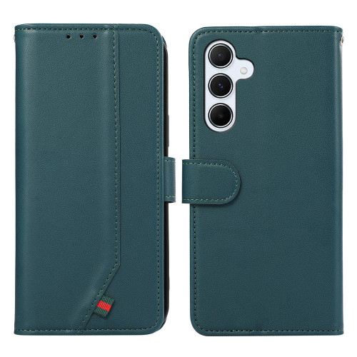 Samsung Galaxy A17 5G ABEEL Delicate Texture Splicing RFID Leather Phone Case - Green