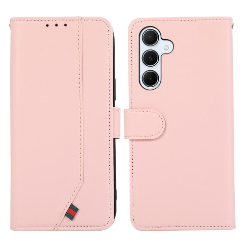 Samsung Galaxy A17 5G ABEEL Delicate Texture Splicing RFID Leather Phone Case - Pink