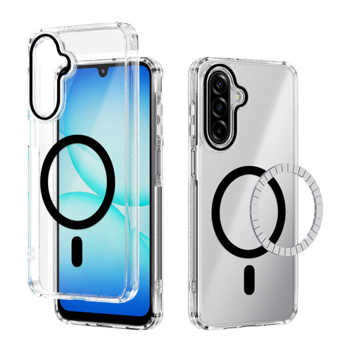 Samsung Galaxy A17 5G ABEEL MagSafe Magnetic Color Ring Anti-scratch Transparent Phone Case - Black