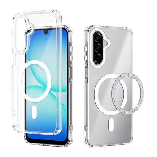 Samsung Galaxy A17 5G ABEEL MagSafe Magnetic Color Ring Anti-scratch Transparent Phone Case - White