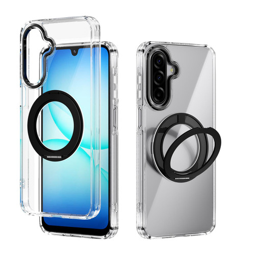 Samsung Galaxy A17 5G ABEEL MagSafe Q-LUCK Pivot Bracket Transparent Phone Case - Black