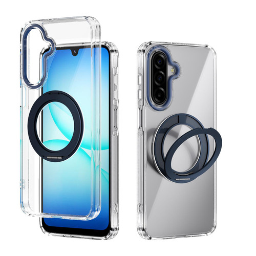 Samsung Galaxy A17 5G ABEEL MagSafe Q-LUCK Pivot Bracket Transparent Phone Case - Dark Blue