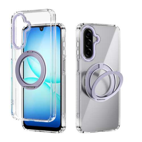 Samsung Galaxy A17 5G ABEEL MagSafe Q-LUCK Pivot Bracket Transparent Phone Case - Light Purple