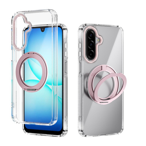 Samsung Galaxy A17 5G ABEEL MagSafe Q-LUCK Pivot Bracket Transparent Phone Case - Pink