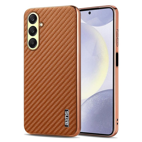Samsung Galaxy A17 5G AZNS Electroplated Edge Carbon Fiber Texture Phone Case - Brown