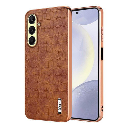 Samsung Galaxy A17 5G AZNS Electroplated Frame Crocodile Texture Full Coverage Phone Case - Brown