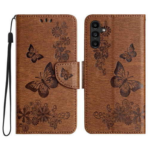 Samsung Galaxy A17 5G Butterfly Embossed Flip Leather Phone Case - Brown