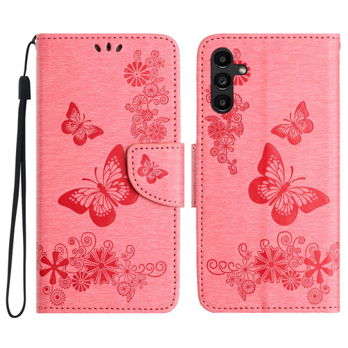 Samsung Galaxy A17 5G Butterfly Embossed Flip Leather Phone Case - Pink
