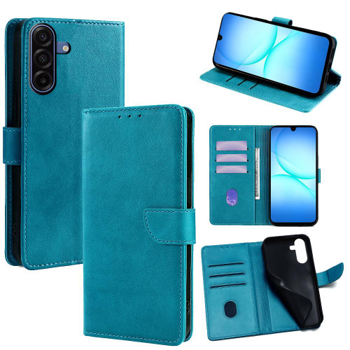 Samsung Galaxy A17 5G Calf Texture Buckle Flip Leather Phone Case - Light Blue