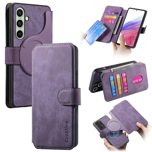 Samsung Galaxy A17 5G CaseNeo MagSafe RFID Anti-theft Retro Leather Phone Case - Purple