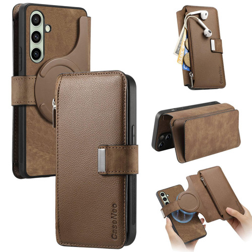Samsung Galaxy A17 5G CaseNeo MagSafe RFID Anti-theft Zipper Wallet Retro Leather Phone Case - Brown