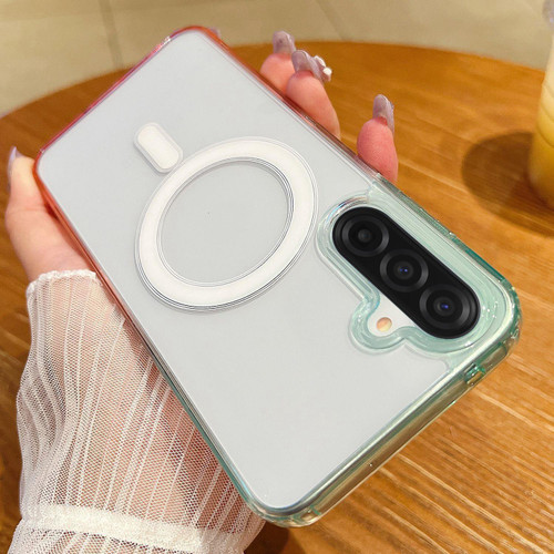 Samsung Galaxy A17 5G Contrast Color Gradient Transparent MagSafe Phone Case - Blue Green + Pink