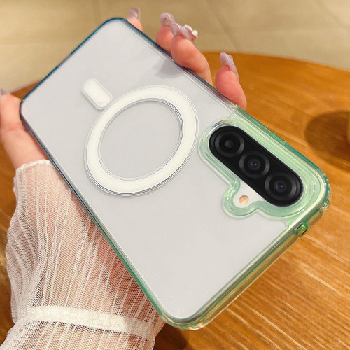 Samsung Galaxy A17 5G Contrast Color Gradient Transparent MagSafe Phone Case - Green + Blue