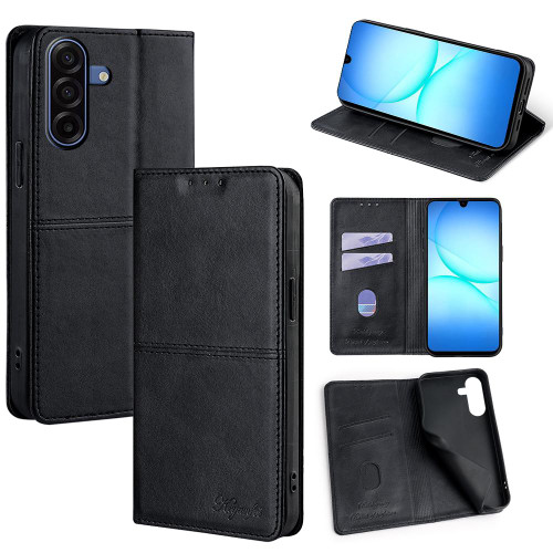 Samsung Galaxy A17 5G Cow Texture Magnetic Leather Phone Case - Black