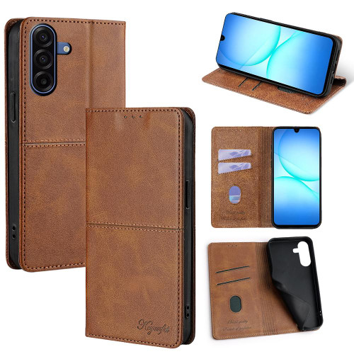 Samsung Galaxy A17 5G Cow Texture Magnetic Leather Phone Case - Light Brown
