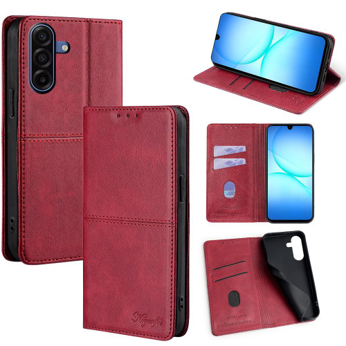 Samsung Galaxy A17 5G Cow Texture Magnetic Leather Phone Case - Red