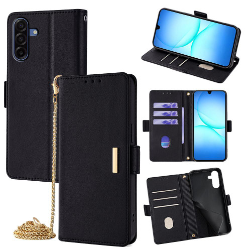 Samsung Galaxy A17 5G Crossbody Chain Leather Phone Case - Black