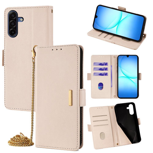 Samsung Galaxy A17 5G Crossbody Chain Leather Phone Case - White